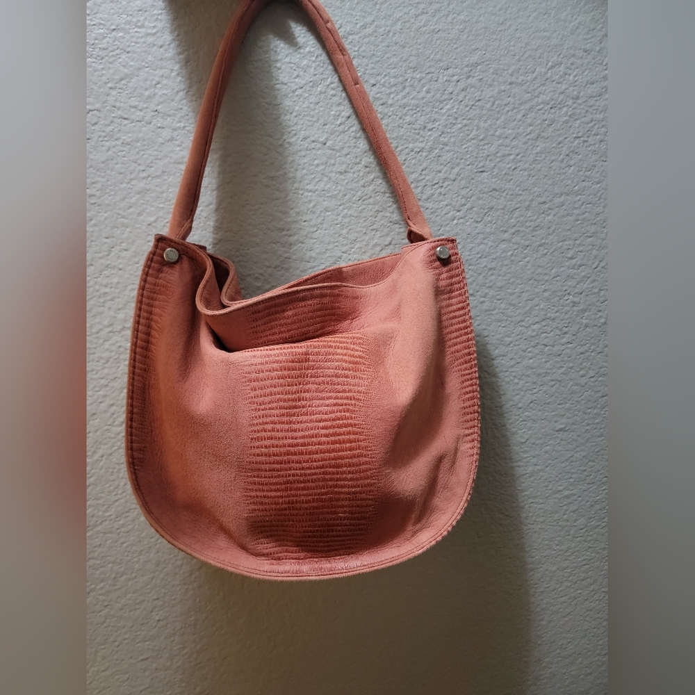 Ellen Tracy Coral Suede Shoulder Purse | Price Tag Included | Kay's Closet